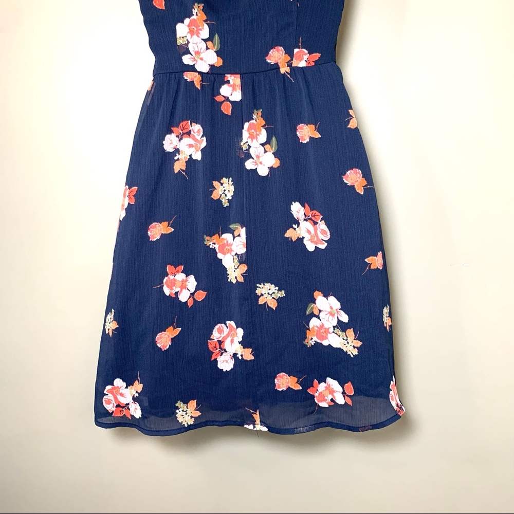 Abercrombie & Fitch Navy Floral Mini Dress XS Spaghetti Strap Coquette Romantic - Picture 11 of 14